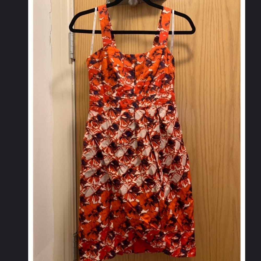 Red and white floral dress